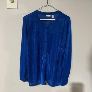 Logo layers blue button up cardigan